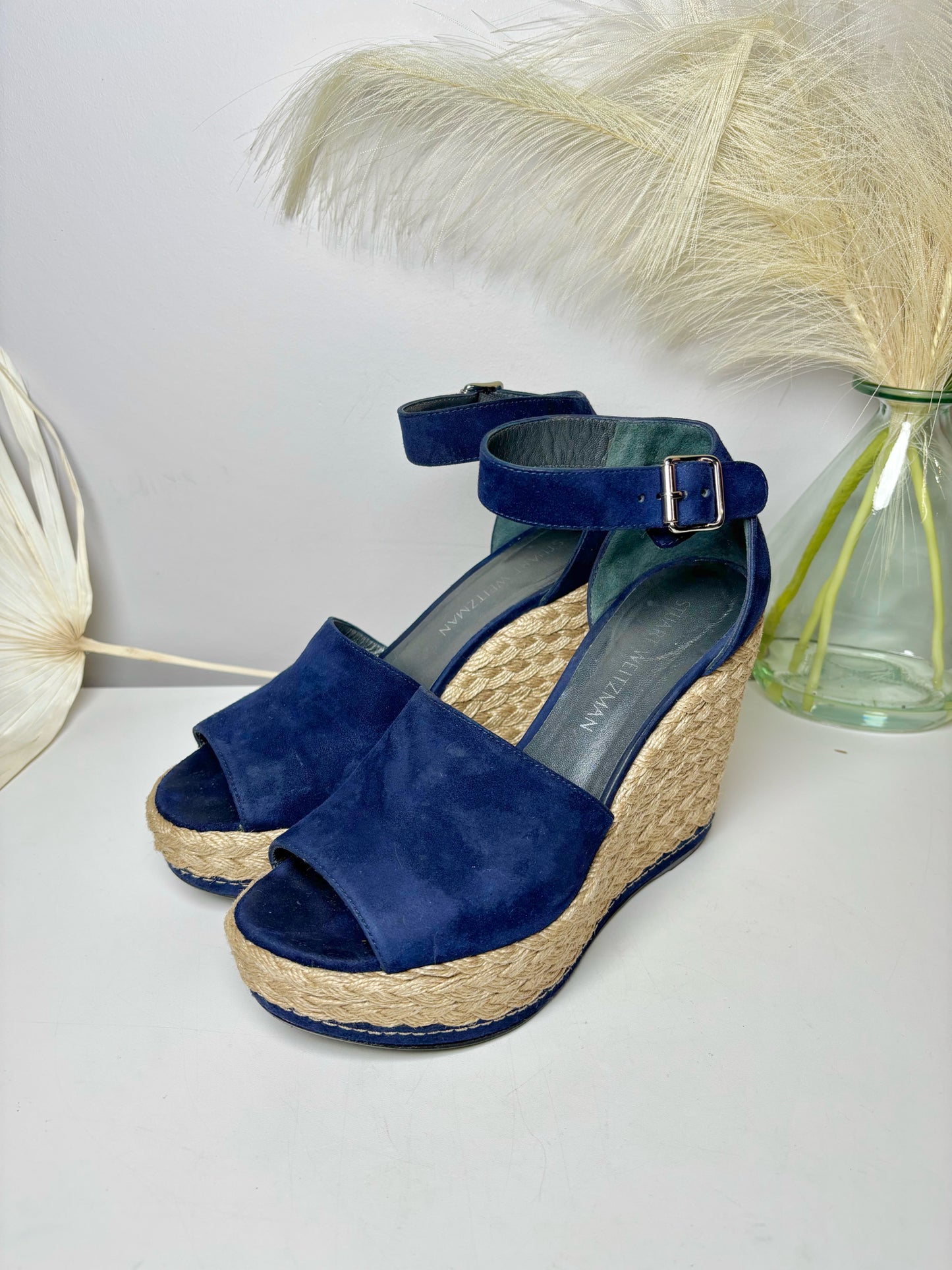 W Shoe Size 8 Stuart Weitzman Blue Suede Wedges