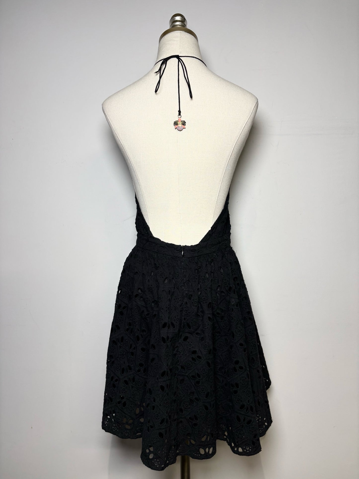 Women Size XS Zimmermann Black Eyelet Halter Dress
