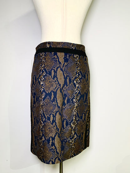 Women Size 12 Diane Von Furstenberg Black Snake Skin Pencil Skirt