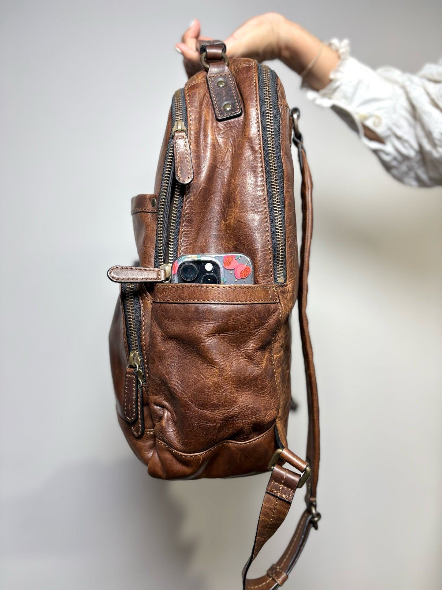 Frye Brown Leather Men's Backpack