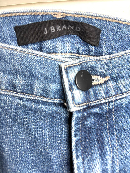 Women's Size 28 J Brand Jules Blue Crystal Accent Pre-Owned Straight Leg Frayed Hem Jeans