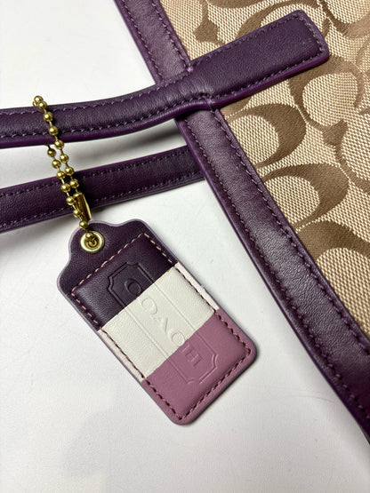 Coach Leather Trim Pre-owned Logo Canvas, Leather Tote Bag