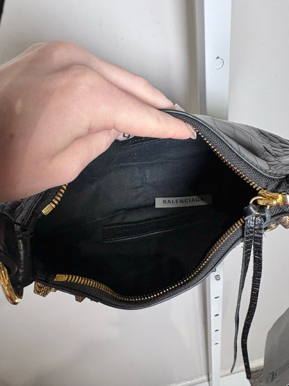 Balenciaga La Cagole XS Arena Lambskin Black Aged Hardware NWT Pre-owned Bag