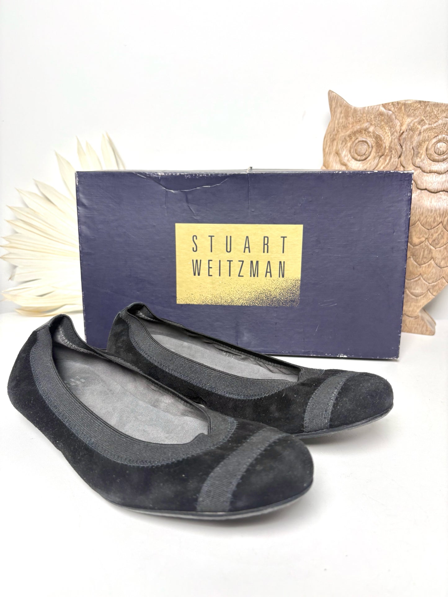 W Shoe Size 6.5 Stuart Weitzman Black Suede Pre-owned Flats