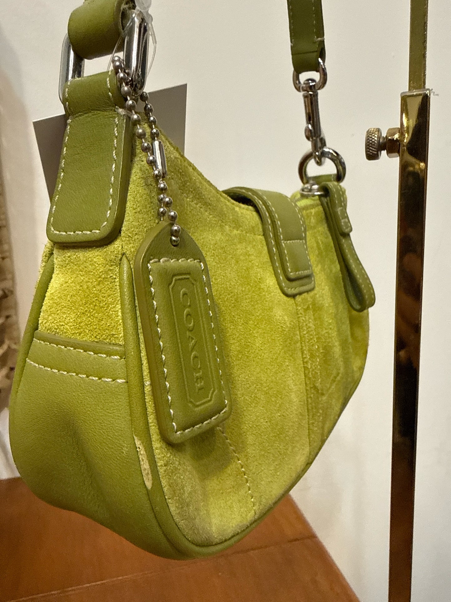 Vintage Coach Chartreuse Leather Baguette Demi K30-7558 Pre-owned Y2K Shoulder Purse