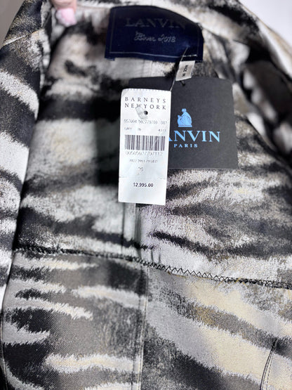Women Size 36 (S) Lanvin Brown Animal Stripe Silk Blend NWT Jacket