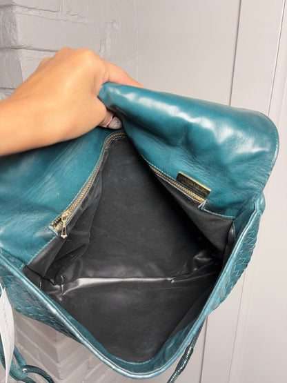 Bottega Veneta Intrecciato Vintage Leather Green Lambskin Crossbody Purse