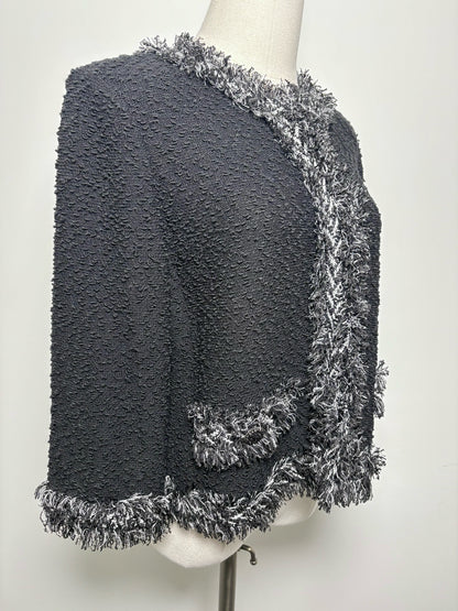 Women Size 8 St. John Black Wool Blend Boucle Jacket