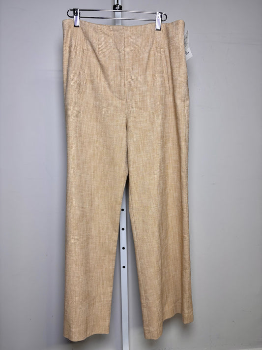 Women Size 10 Veronica Beard Tan Tweed Cotton Blend Wide Leg Pants Pre-Owned