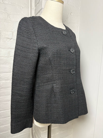 Women Size 8 Theory Black Tweed Cotton Jacket