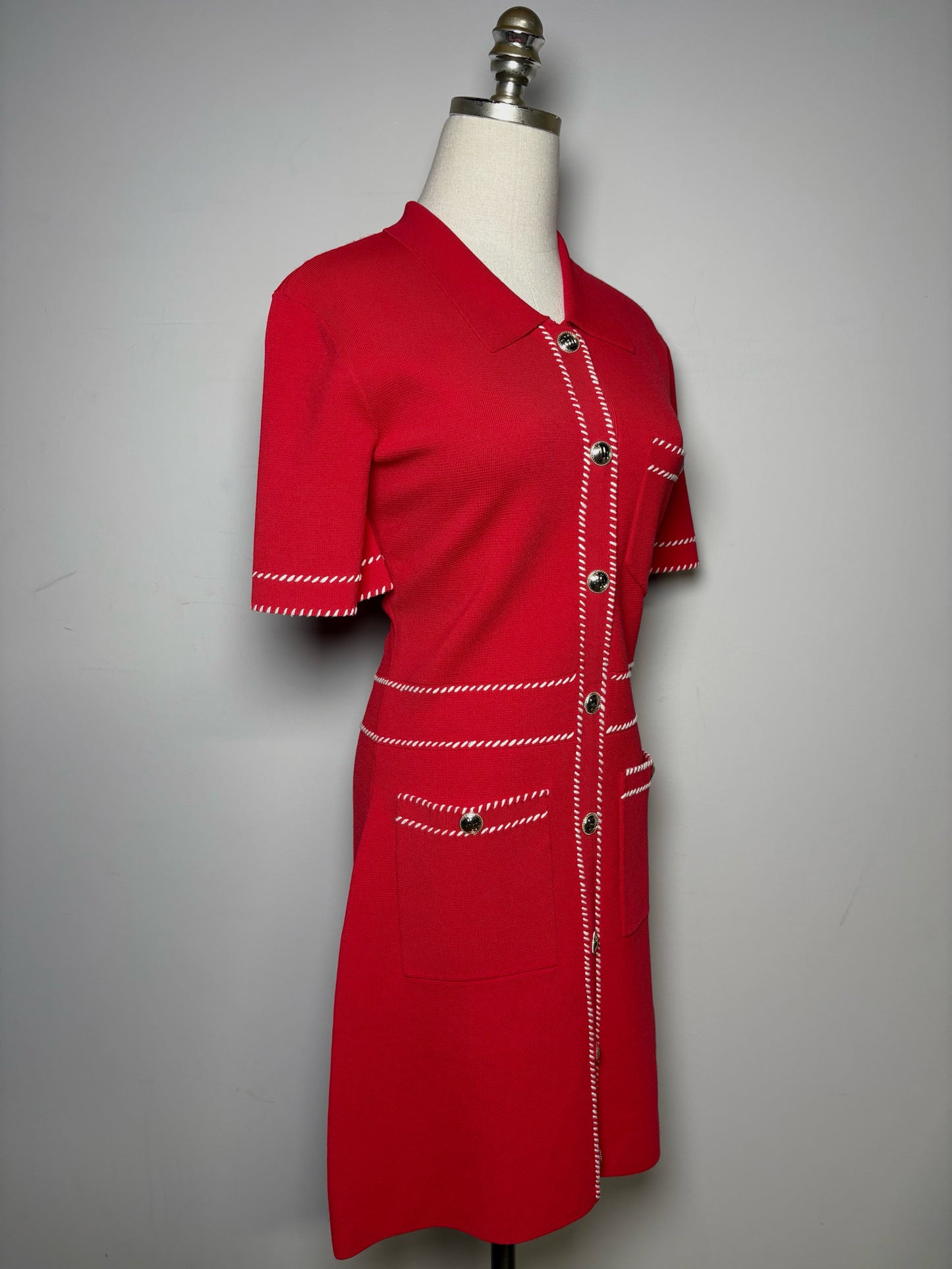 Women Size 40 (M/L) Maje Red Raveny Knit SS NWT Dress