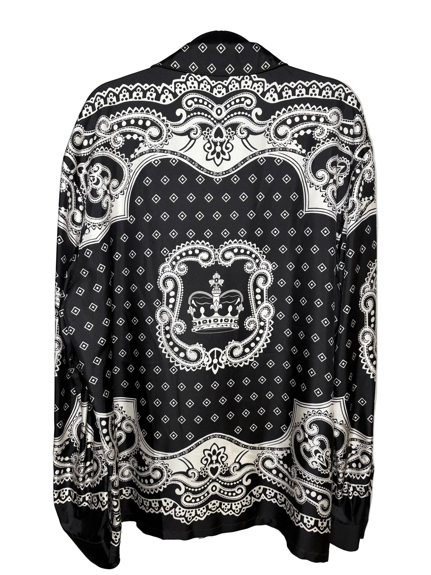 Men Size 44 (US XL) Authentic Dolce & Gabbana Black & White Bandana Print Pure Silk NWT Pre-Owned Shirt