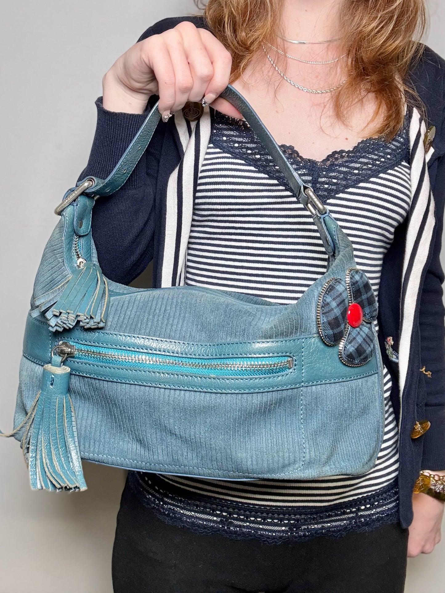 Marc Jacobs Solid Y2K Vintage Pre-owned Teal Fabric/Leather Shoulder Purse