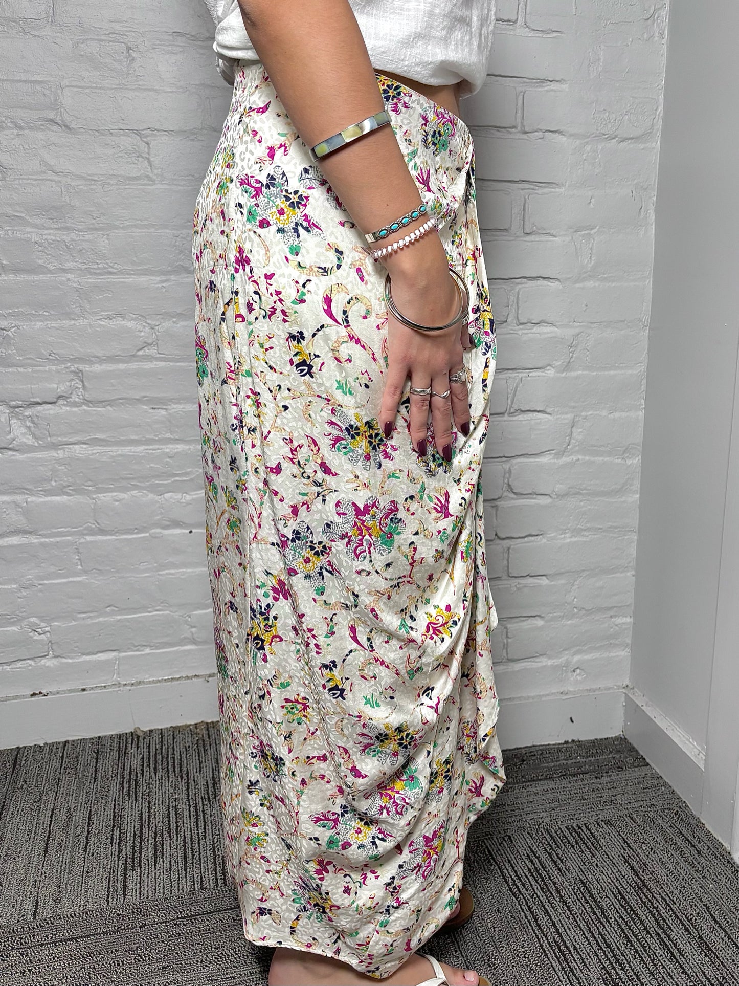 Women Size 42 ( 6 US) Isabel Etoile Marant Cream Floral Print Skirt