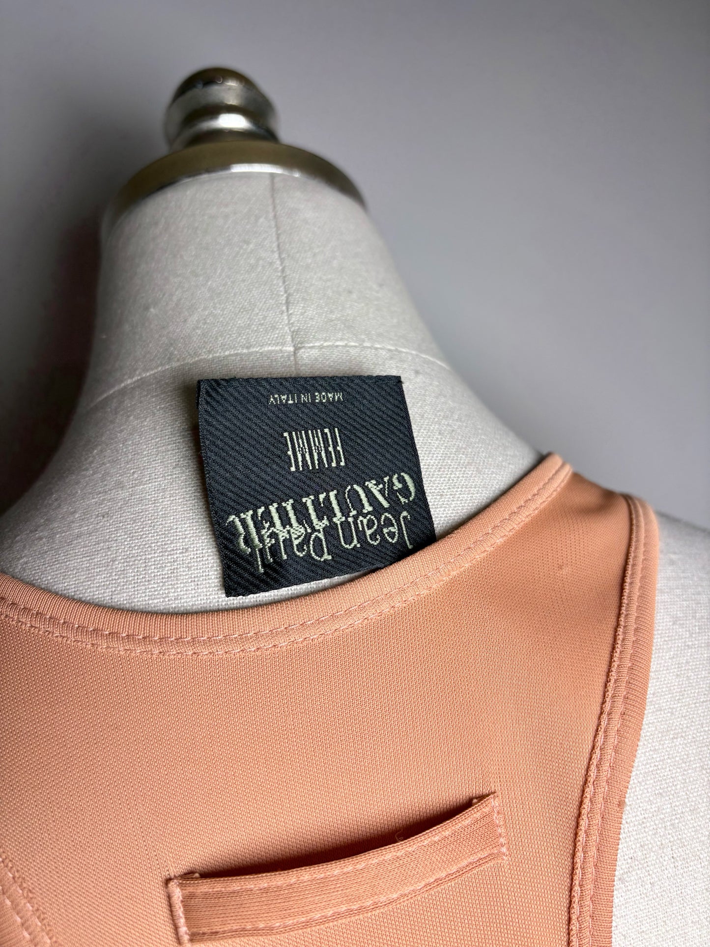 Size 6 Jean Paul Gaultier Salmon Slinky Bodycon Vintage Midi Pre-owned Dress