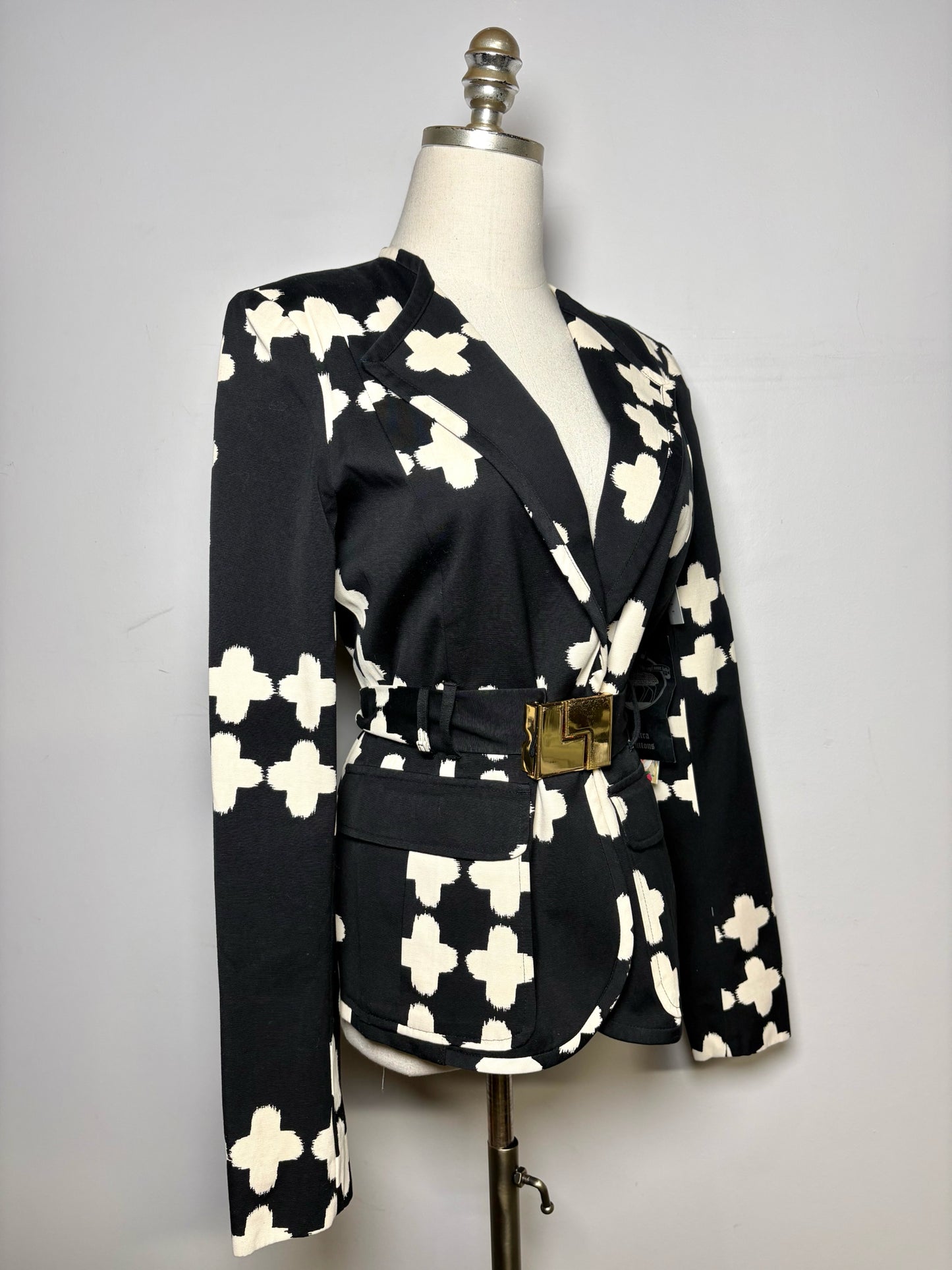 Women Size 8 LAMB Black/Tan Print 100% Cotton Pre-owned, NWT Jacket