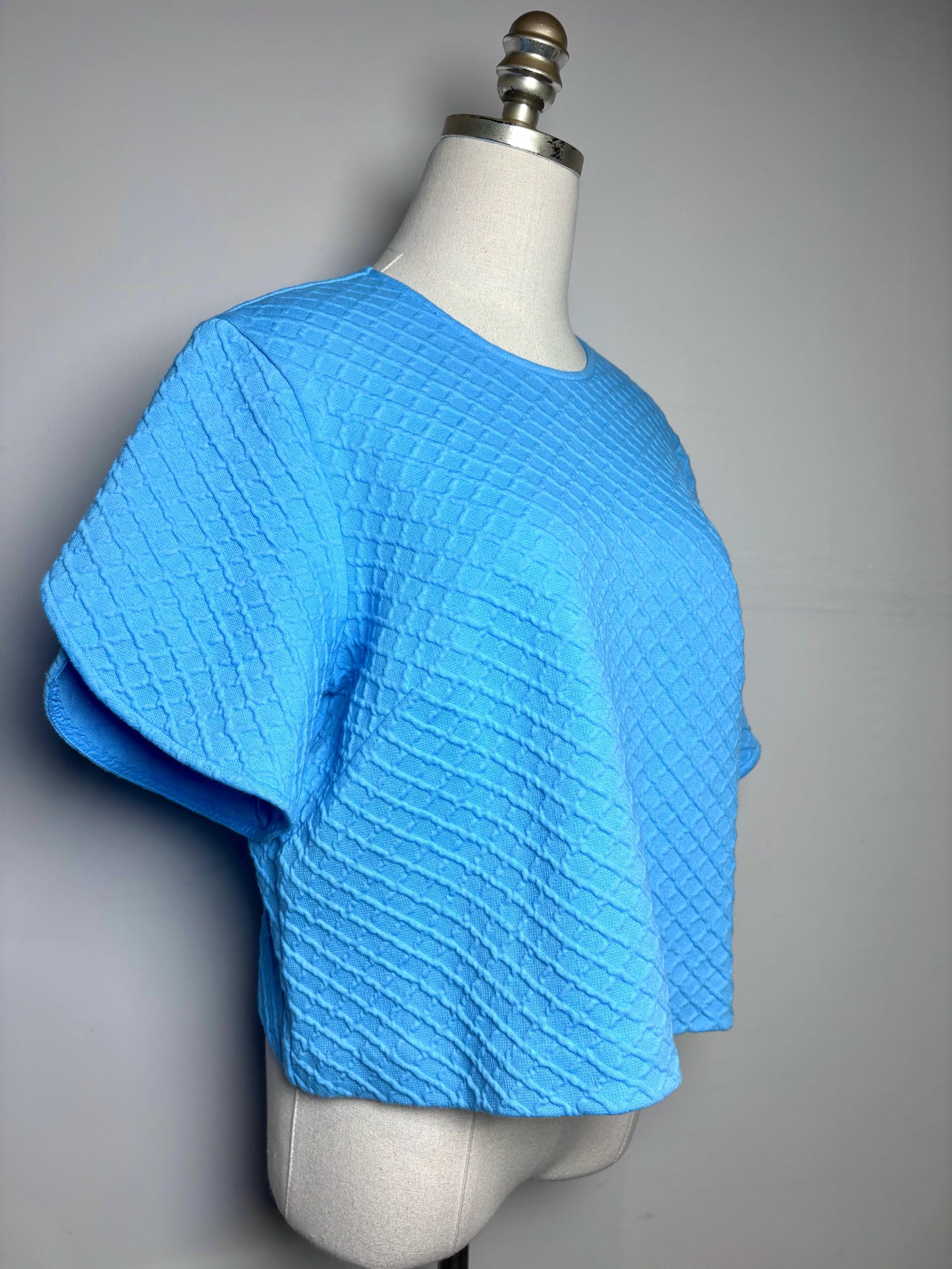 Women Size L Pearl by Lela Rose Sky Blue Textured Knit Women's Pre-owned Top