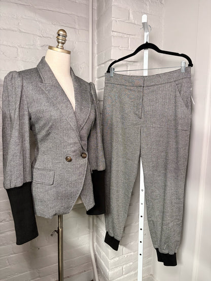 Women Size 12 Veronica Beard Black, White Chevron Jogger Pants