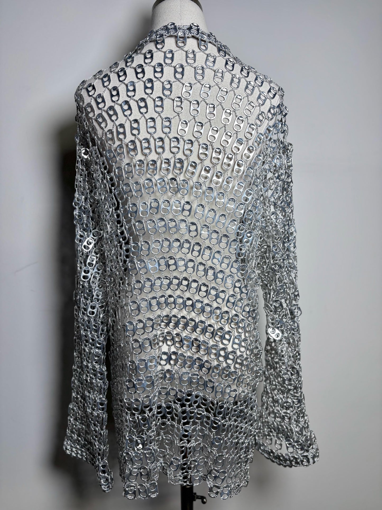 Women One Size Escama Studio 'Debra Silver Aluminum Pop Tabs Crochet Jacket