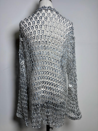 Women One Size Escama Studio 'Debra Silver Aluminum Pop Tabs Crochet Jacket