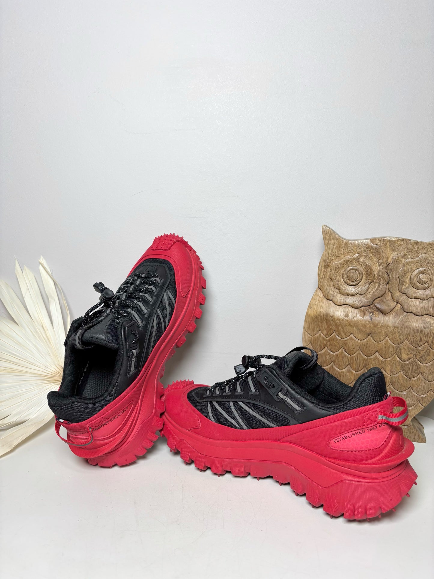 W Shoe Size 7 Moncler Red, Black Nylon Tennis shoes
