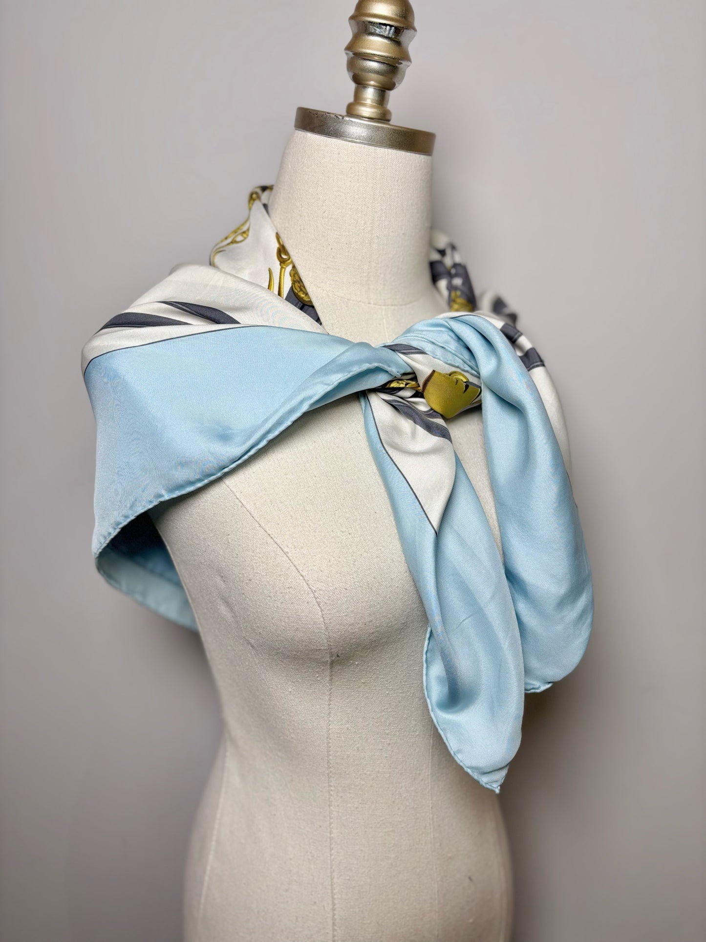 Hermes Horse Silk Blue Scarf