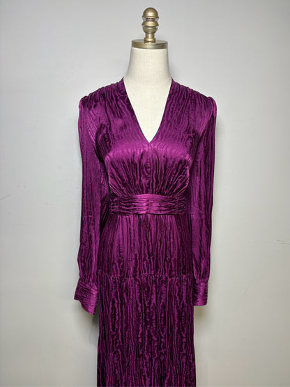 Women Size 10 (L) Diane von Furstenberg Purple Shiny Pre-Owned Tiered Maxi Dress