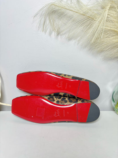 W Shoe Size 10 Christian Louboutin Brown, Black Leopard Print NWT Flats