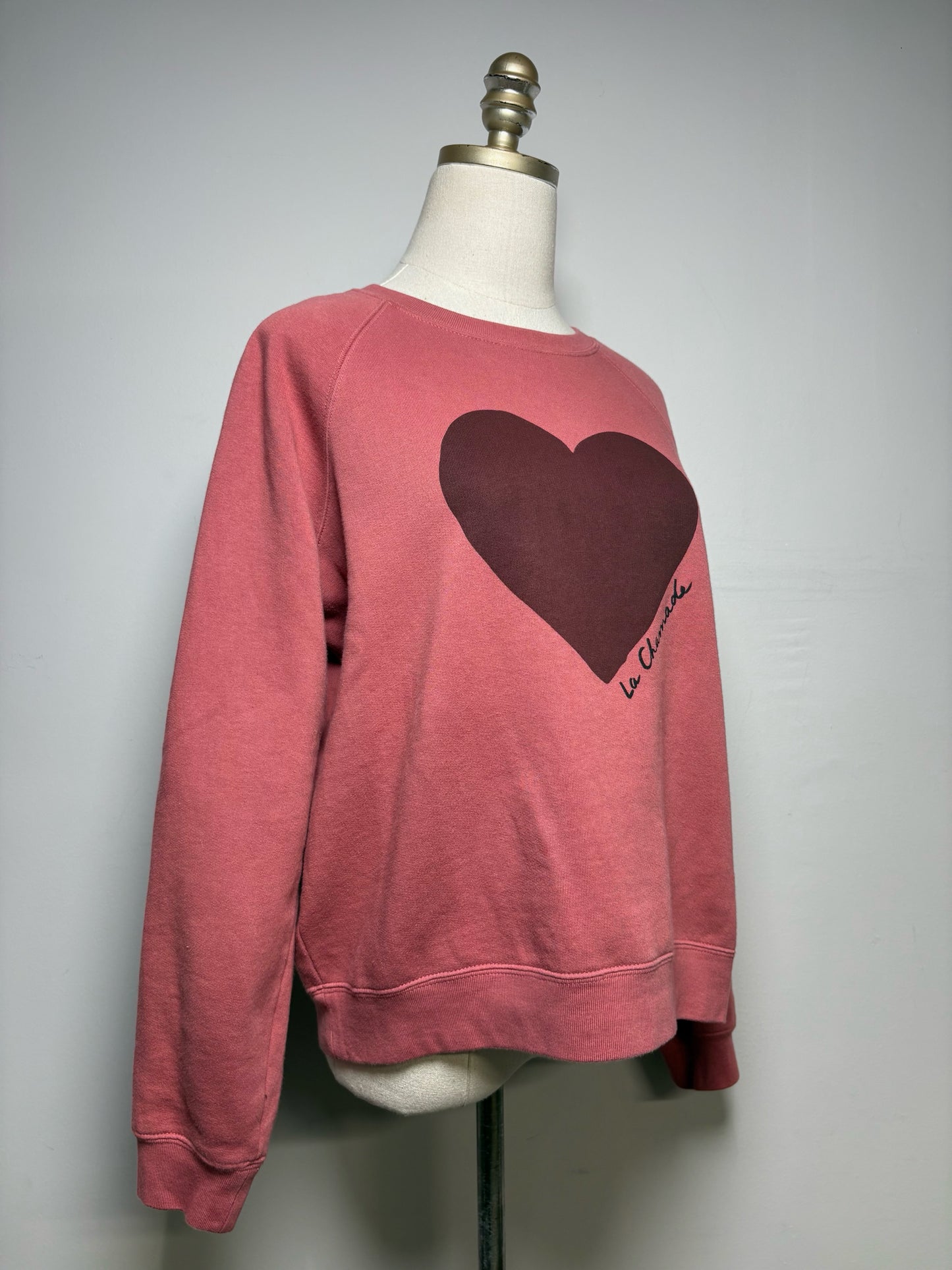 Women Size S Sézane Rosewood/Burgundy Heart La Chamade Pre-Owned Cotton Sweatshirt