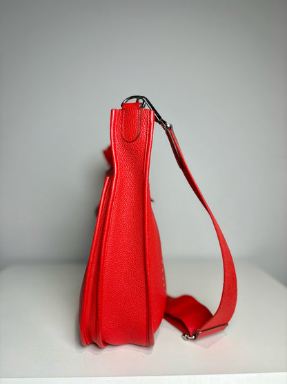 Hermes Evelyne III PM Clemence 2019 Leather Pre-owned Rouge Casaque Purse