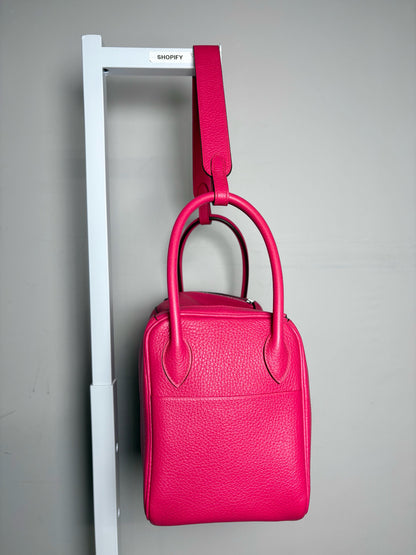 Women's Hermes Clemence Lindy 26 Pink Pre-owned Pink Pebble Grain Leather Purse