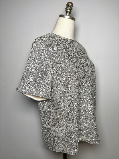 Women Size M Rag & Bone Silver Sequins Pre-owned Top