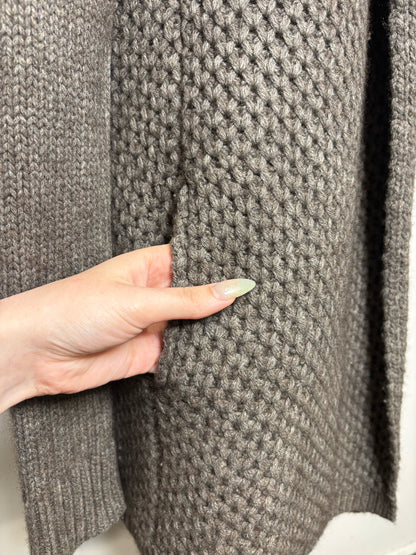 Women Size XS Vince Taupe Wool Yak Chunky Knit Pre-Owned Long Sweater