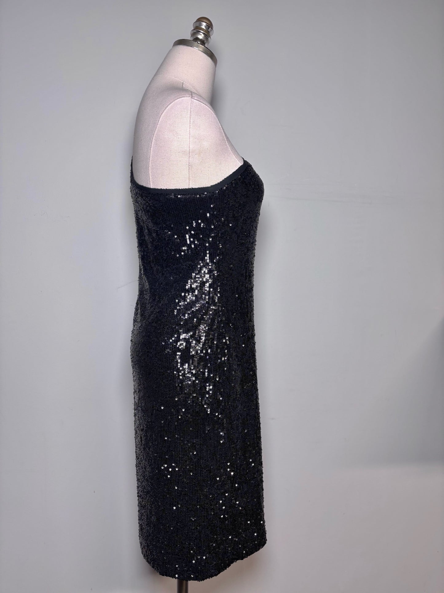 Women Size XS Tory Burch Black Sequins One-Shoulder Cocktail Pre-owned Dress