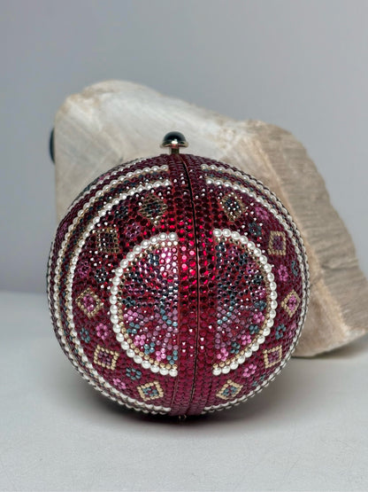 Judith Leiber Swarovski Crystals Egg Vintage Pre-owned Burgundy Mini Purse