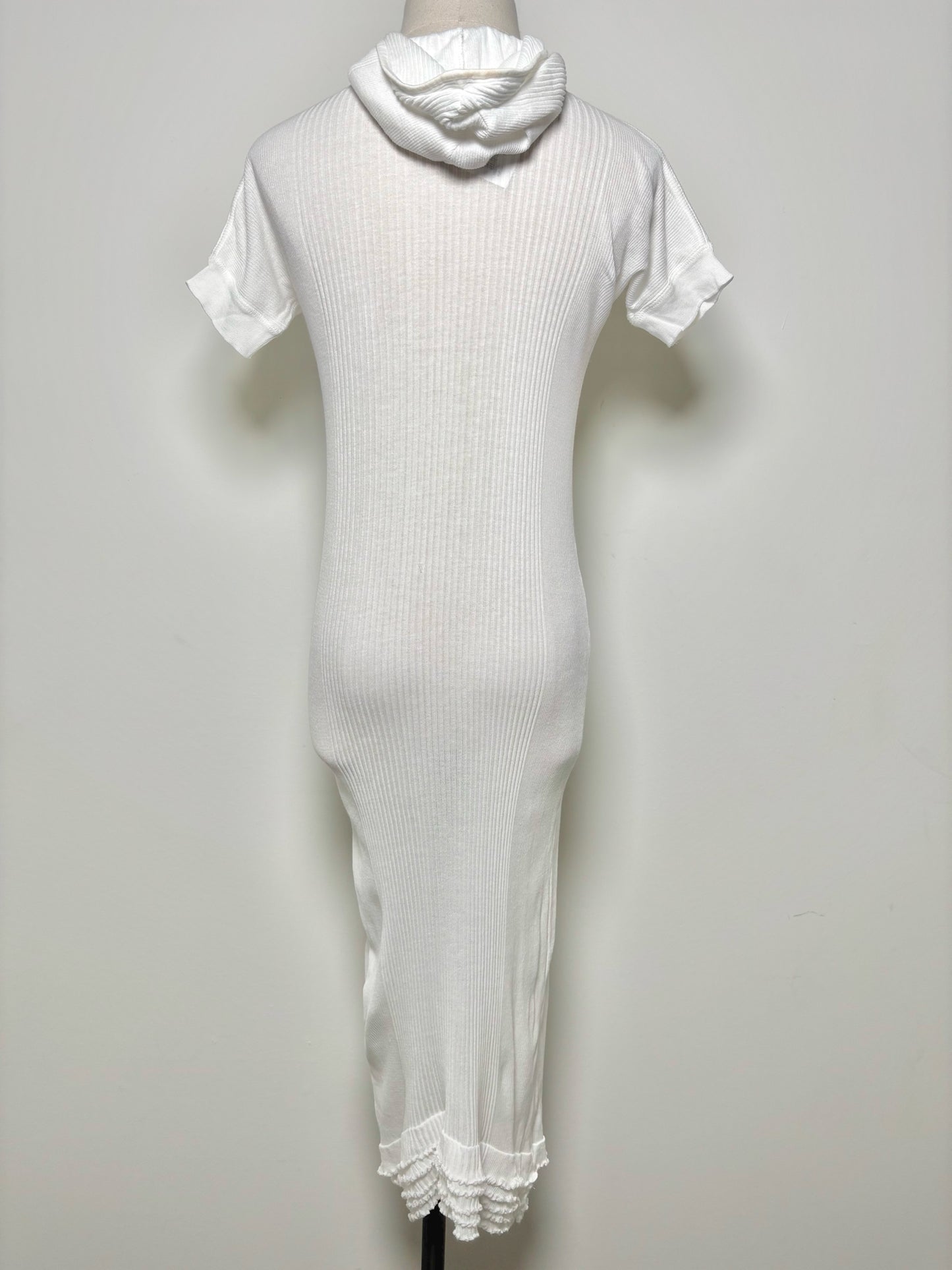 Women Size 6 Isabel Toledo White Solid Cotton Blend Midi Bodycon Dress