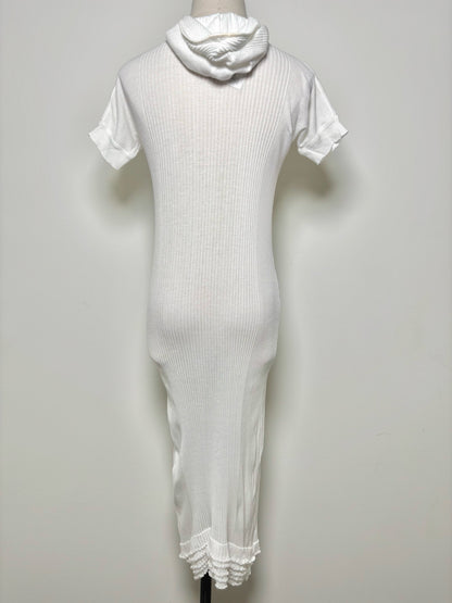 Women Size 6 Isabel Toledo White Solid Cotton Blend Midi Bodycon Dress