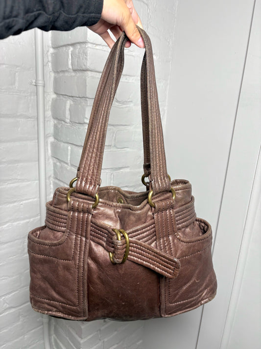 Kooba Solid Leather Bronze Shoulder Purse
