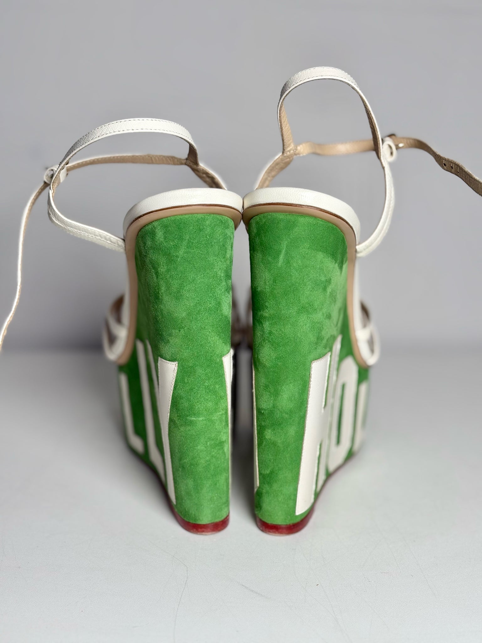 W Shoe Size 41 Charlotte Olympia Cream & Green Leather Pre-owned