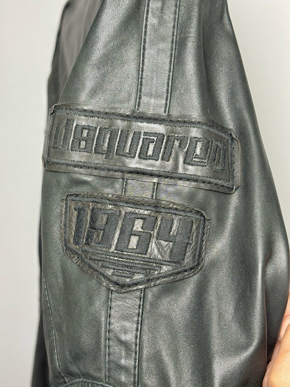Dsquared2 Black Leather Solid Men's M/L Jacket