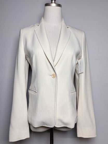 Women Size 6 Max Mara Cream Solid Wool Blend Women's Pre-owned Blazer
