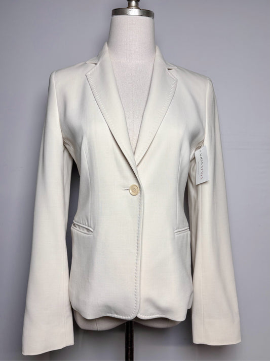 Women Size 6 Max Mara Cream Solid Wool Blend Women's Pre-owned Blazer