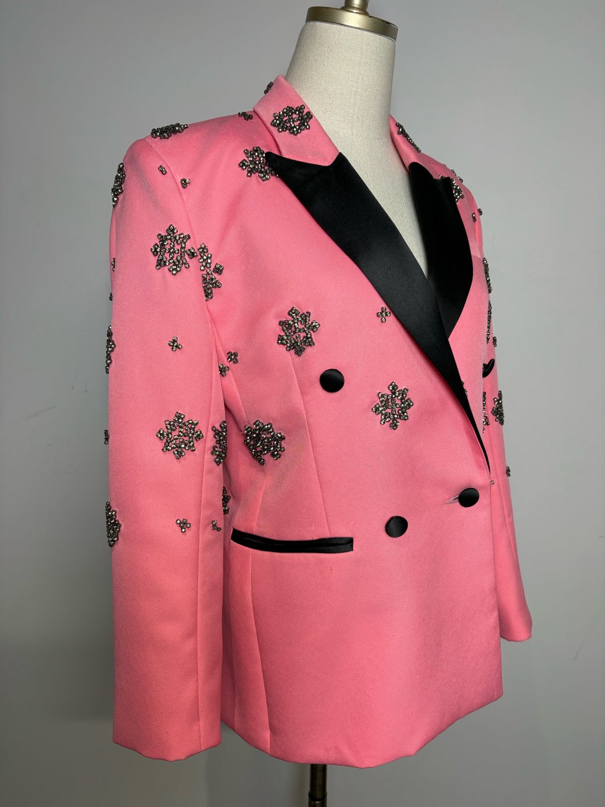 Women Size 4 L'Agence Pink Crystal Tuxedo Blazer