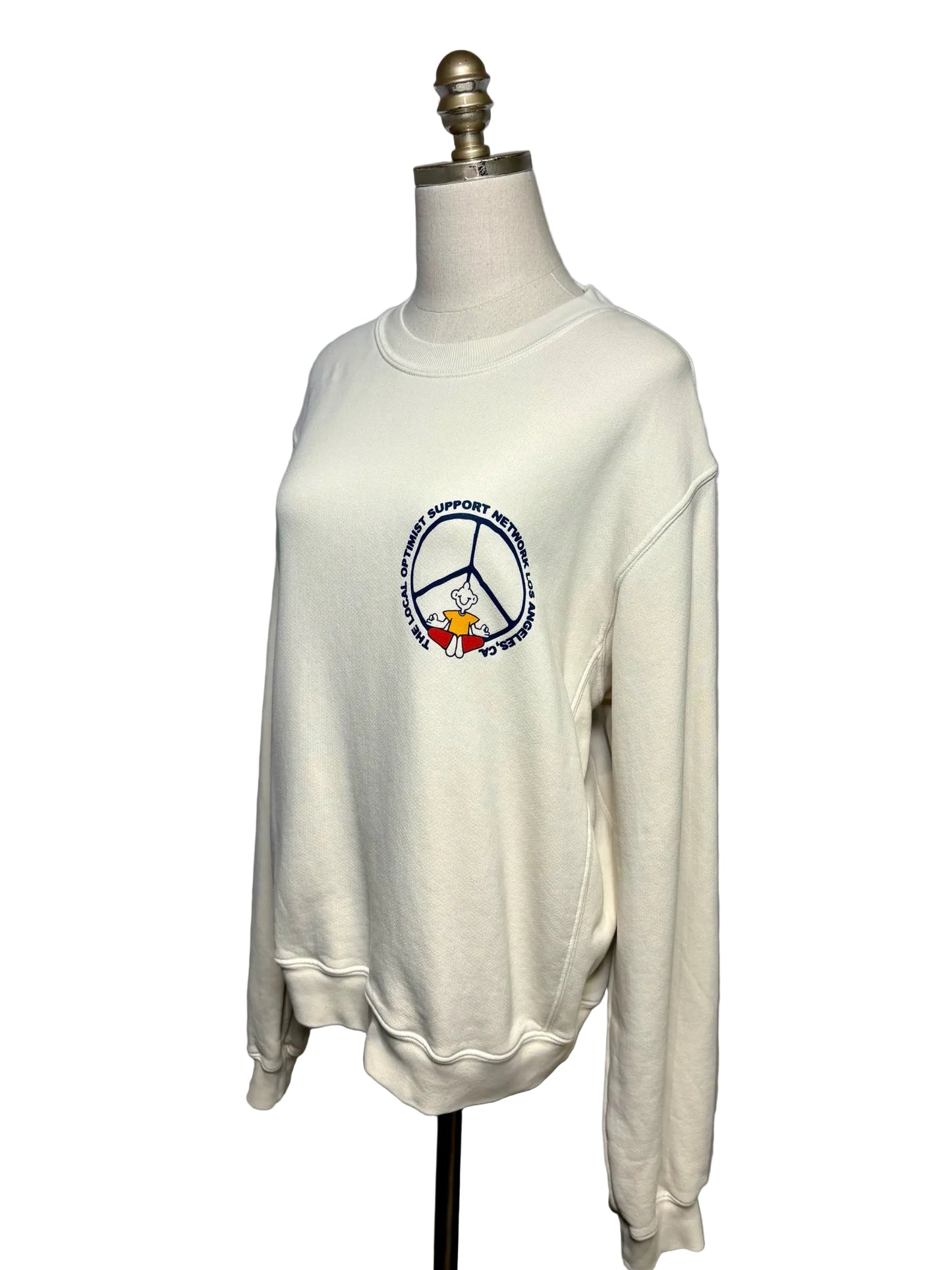 Women's Size M Madhappy Cream Peace Sign Pure Cotton Pre-Owned Crewneck Sweater