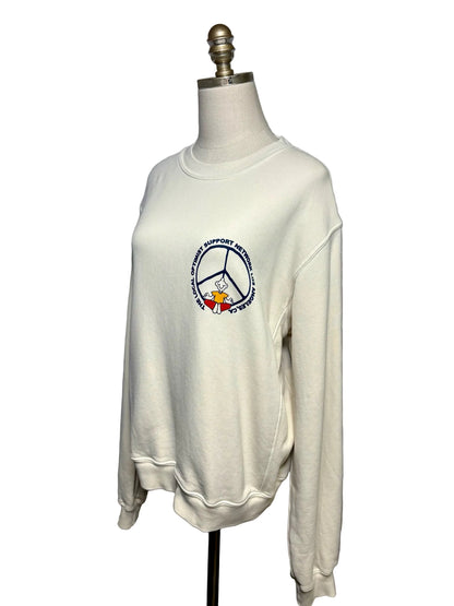 Women's Size M Madhappy Cream Peace Sign Pure Cotton Pre-Owned Crewneck Sweater