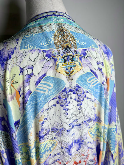 Women Size OS Camilla Floral Print Crystal Beads Silk Kaftan Pre-owned Dress