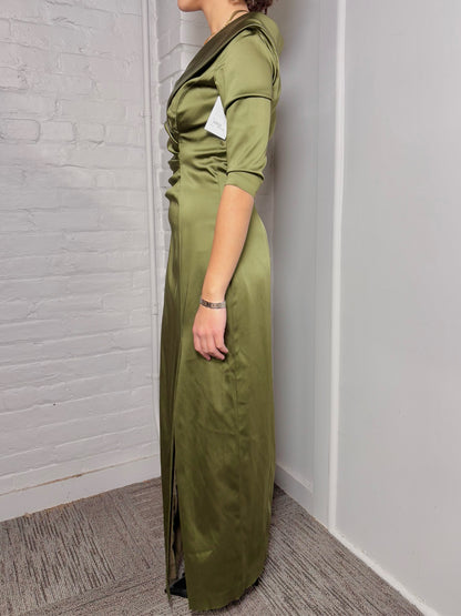 Women Size 6 Kay Unger Olive Green Midi Cocktail Dress