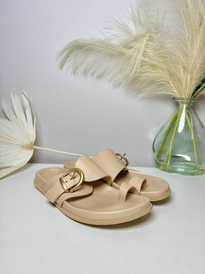 W Shoe Size 7 Marion Parke Bone Leather Cowhide Slip-on Sandals