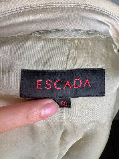 Women's Size 40 Escada Cream Stitching Detail Belted Blzaer Pre-owned
