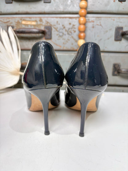 W Shoe Size 38.5 Jimmy Choo Black Leather Patent Heels